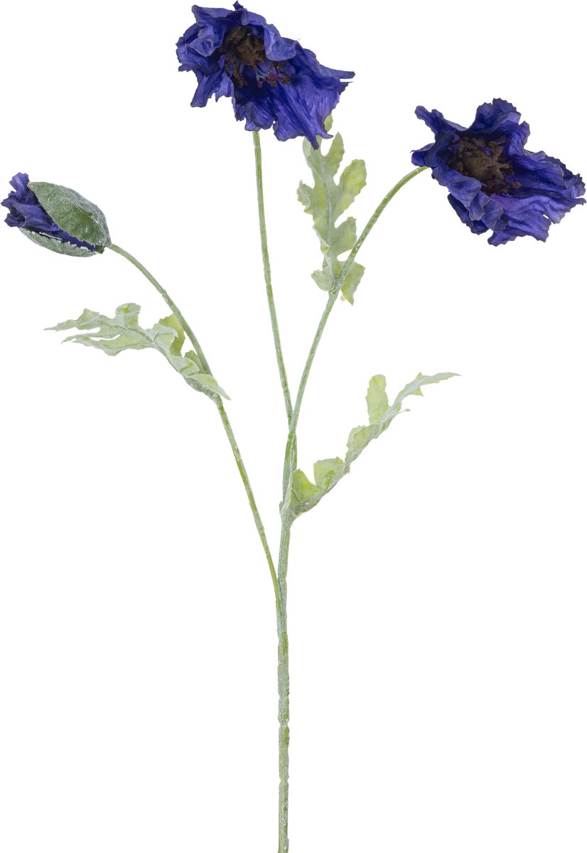 Easyplants | Kunstbloem Poppy 73 cm donker blauw | Zijde | Nepbloemen | blauw | Onderhoudsvrij | Kant-en-klaar