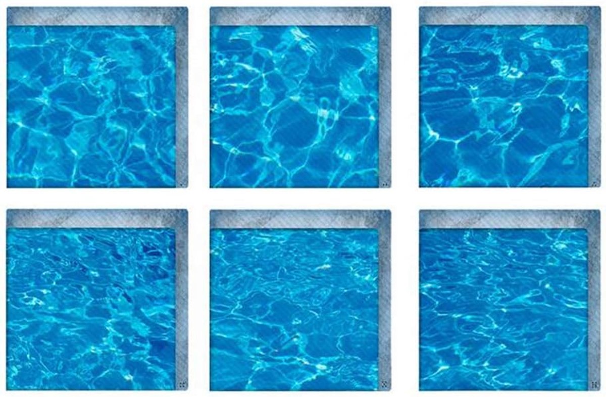 6 stuks 15,9 cm vierkante 3D antislip badsticker met blauwe golven patroon zelfklevende badmatten waterdichte douches loopvlakken kuipen stickers zwembadbenodigdheden