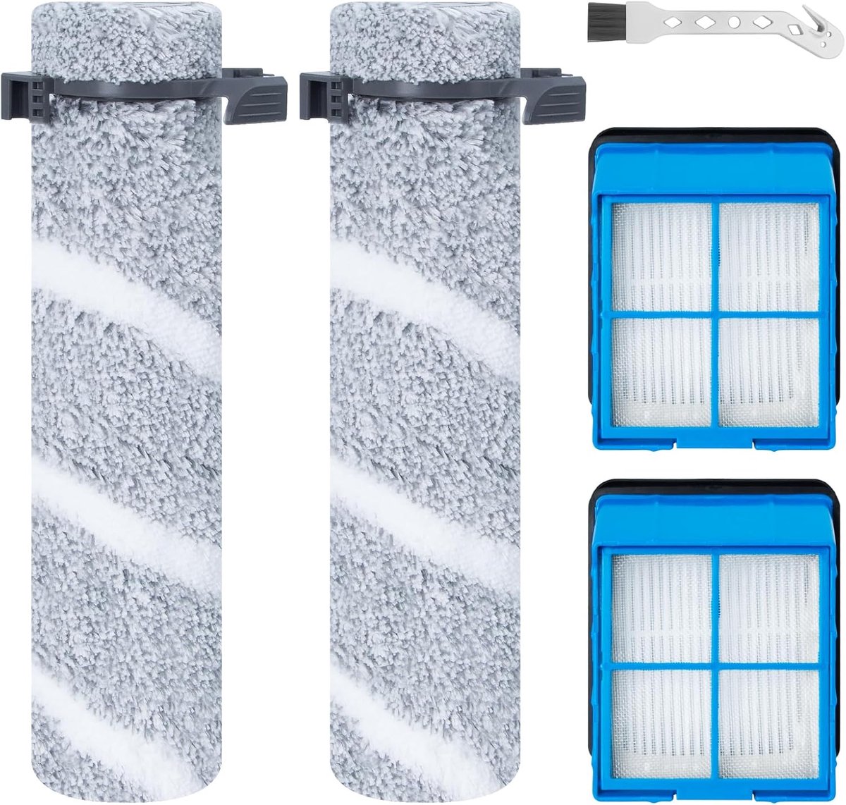 Borstelrol en HEPA-filter voor Bissell CrossWave OmniForce Edge draadloze multi-oppervlakte harde vloerreiniger nat droog stofzuiger (3930F), 2 borstelrollen, 2 HEPA-filters, 1