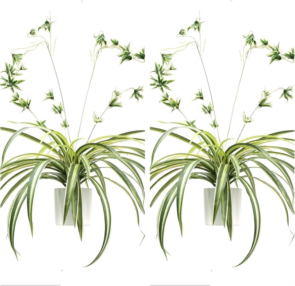 Kunstgroene lelie, 2 stuks, chlorophytum comosum, spinnenplant, hangende kunstplant, decoratie voor binnen en buiten, huis, tuin, kantoor, 60 cm