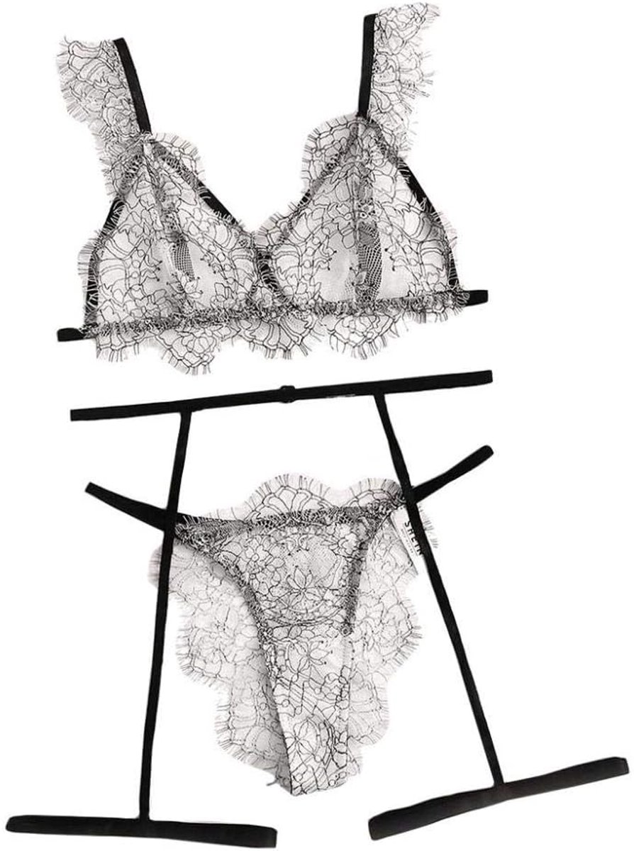 Erotische lingerie borduurwerk vrouwen sexy ondergoed transparante kostuums