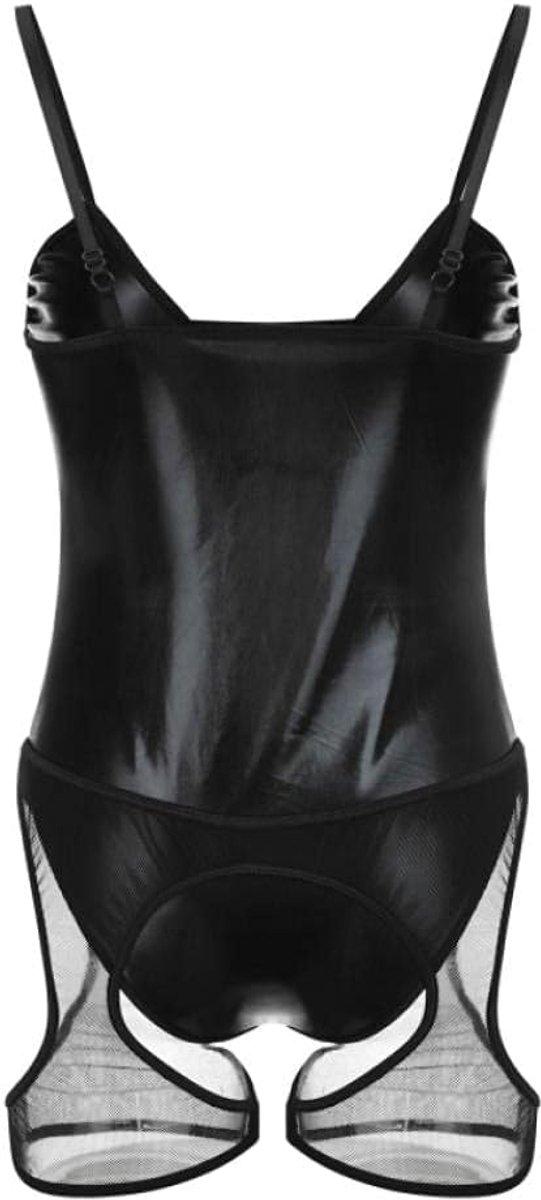 Dames Sexy Ondergoed Sheer Mesh Jurken Backless set-Black_L