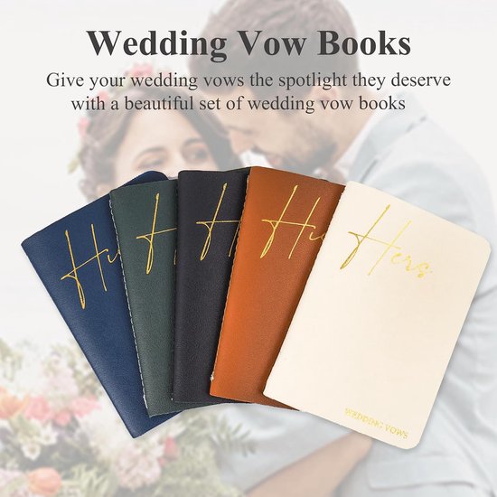 Gelofteboeken voor bruiloftsgeloften, boekje voor hem en haar, huwelijkscadeau, goudfolie, 12 pagina's (2 blauw-wit) — afbeelding 5