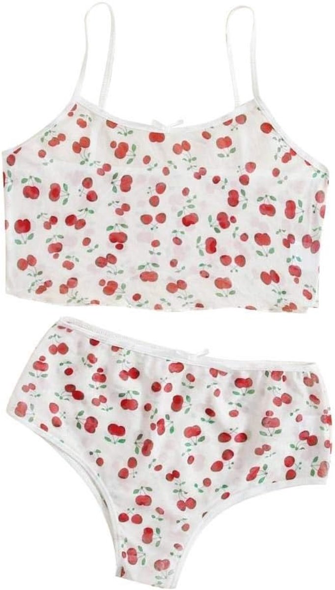 Lingeriesets dames Erotische Sexy Lingerie Vrouwen Porno Draadloze Bh Slips Nachtkleding Sex Kostuum Verleiding Satijnen Ondergoed Print-White_L