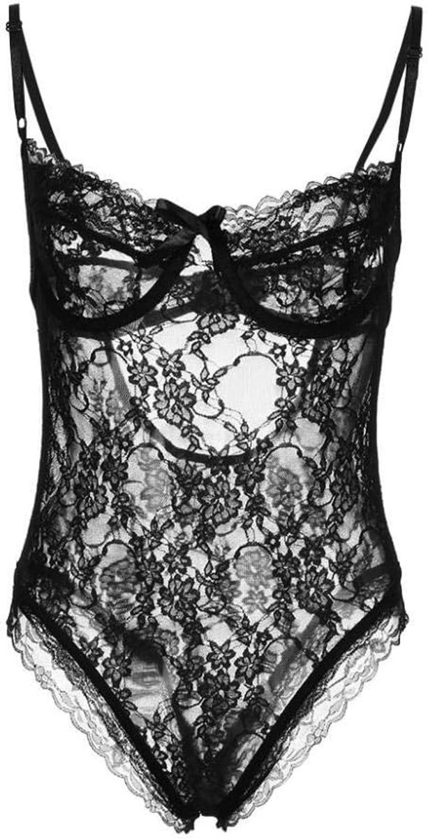 Sets met nachtmode & ochtendjas Sexy Lingerie Vrouwen Ondergoed Nachtkleding Kanten Boog Beugel Bodysuit Erotische Kostuums Kleding