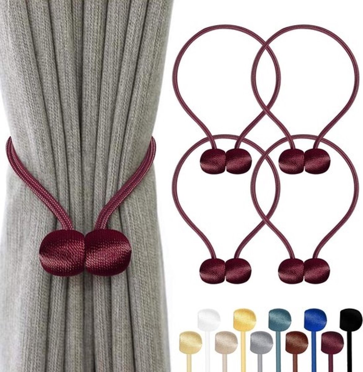 Magnetische Gordijnhouders - 4 Stuks voor een Elegante Decoratie