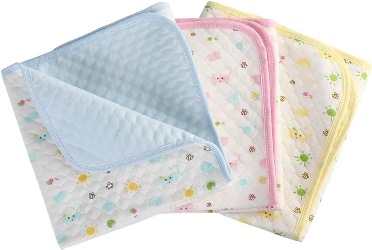 Baby Waterdichte Aankleedmatten - Baby Wasbare Luier Pad Draagbare Luier Aankleedmat Cover Pack van 3 (M (27,5 x 19,7 inch))