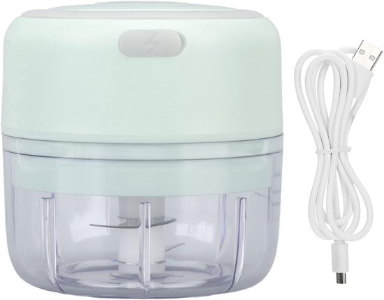 Turboblend Elektrische hakmolen met USB-aansluiting, 100 ml, compact en draagbaar, voor babyvoeding, chili, uien, noten, knoflook, mixer en keukenmachine (groen) — afbeelding 2