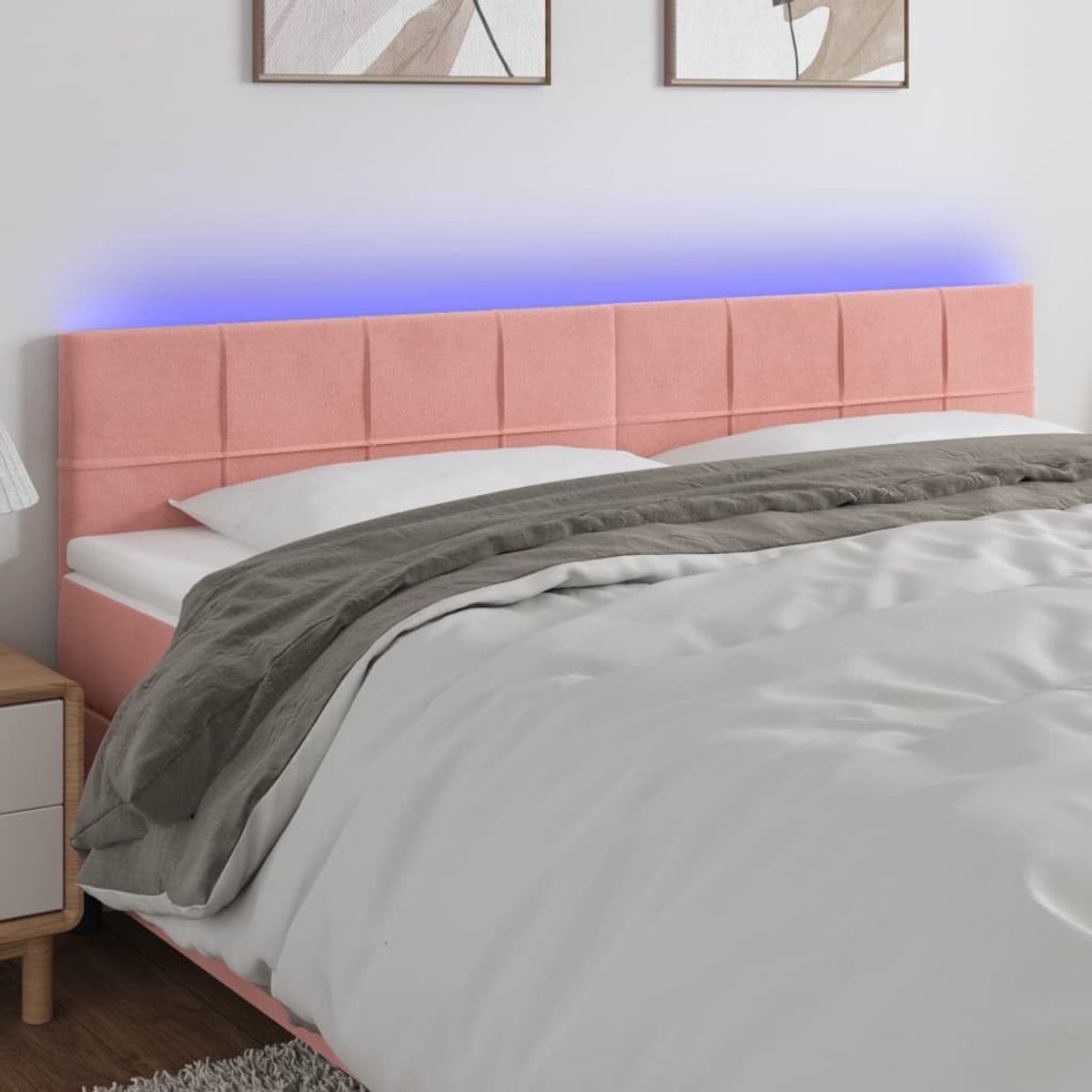 Roze, 180 x 5 x 78/88 cm, fluweel, voor de slaapkamer, hotel, hoofdeinde, werkkamer, voor slaapkamer, tweede slaapkamer, hotel