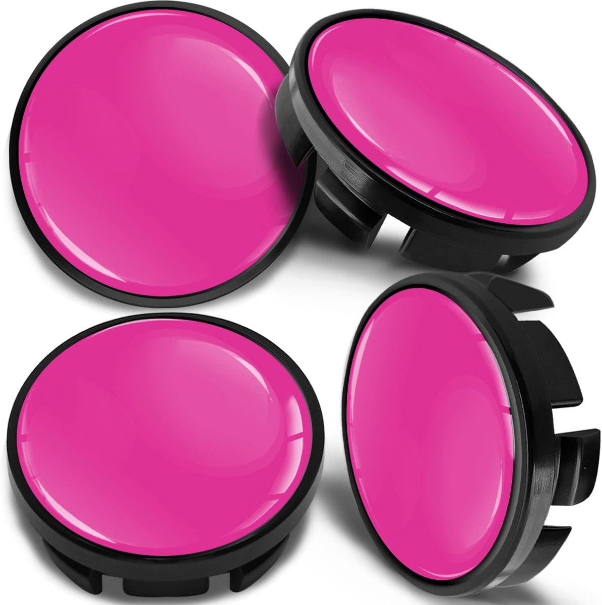 4 x 65mm wielnaafdoppen velgdoppen naafdop, compatibel met VW 3B7 601 171 / 6U7 601 171 wieldoppen, velgendeksel Zwart Roze CV 71