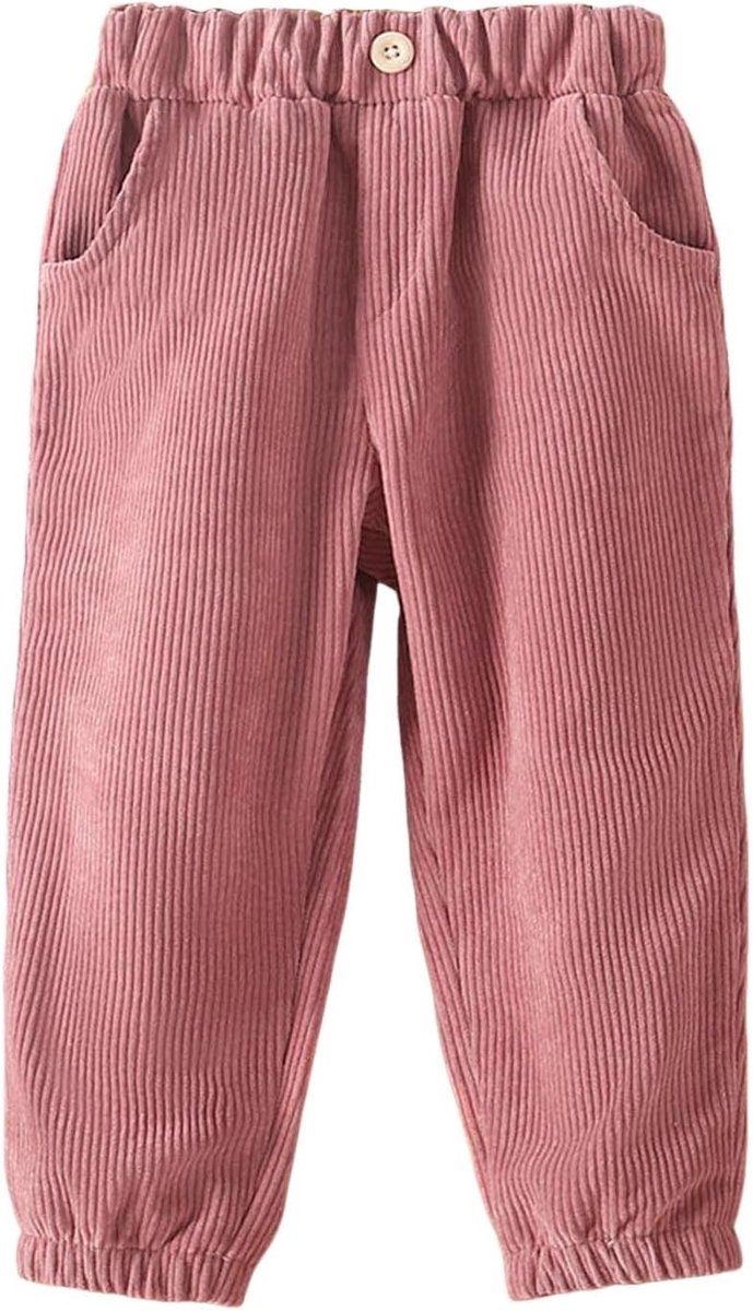 Corduroy broek voor meisjes, zacht en comfortabel, met elastische tailleband, ideaal voor dagelijks gebruik en outdooractiviteiten.