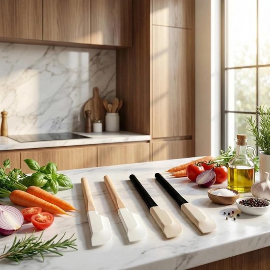 Spatels met houten handvat, professionele spatel, hittebestendig en antiaanbaklaag, kleine spatels voor deeg, gebak, jammengsel — afbeelding 4