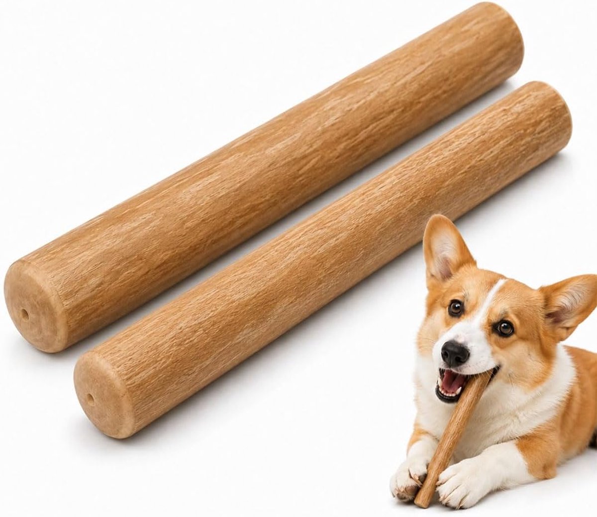 2 hertenhoorns voor honden, 15 cm, natuurlijk, zalmolie, tandverzorging