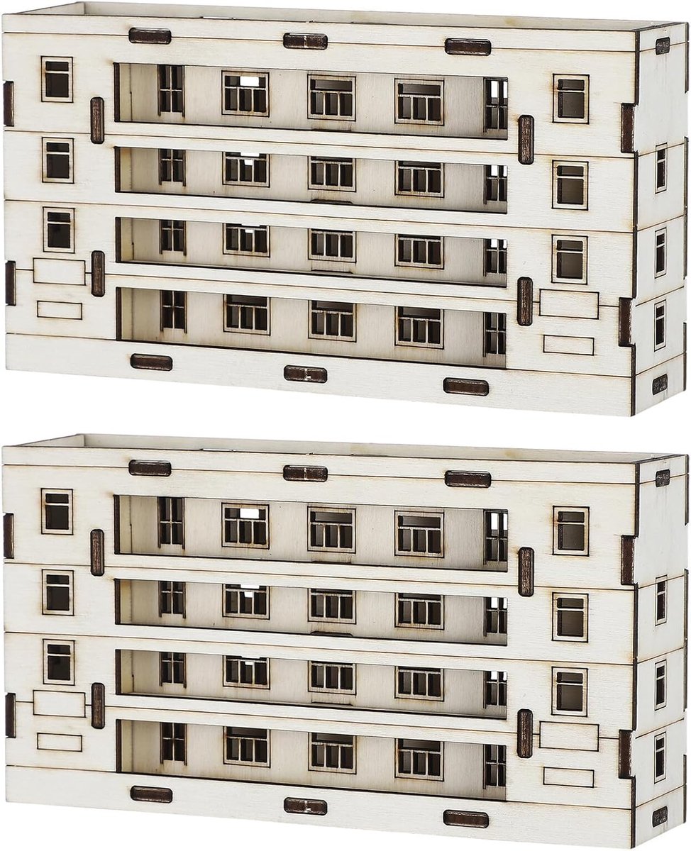 2 Stuks model houten huis Houten huismodel modern huismodel Miniature Model Building moderne huisje Beige