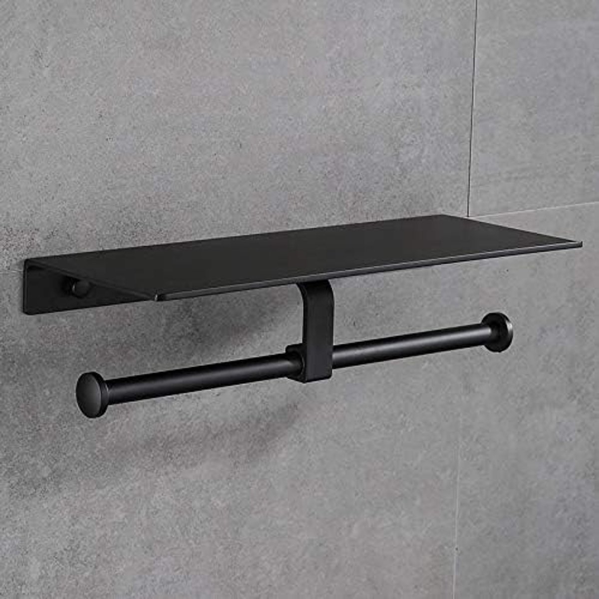 Toiletpapier Holder Mobiele Telefoon Houder Wandmontage Zwart Toiletpapier Houder Aluminium Punch- Badkamer Accessoires