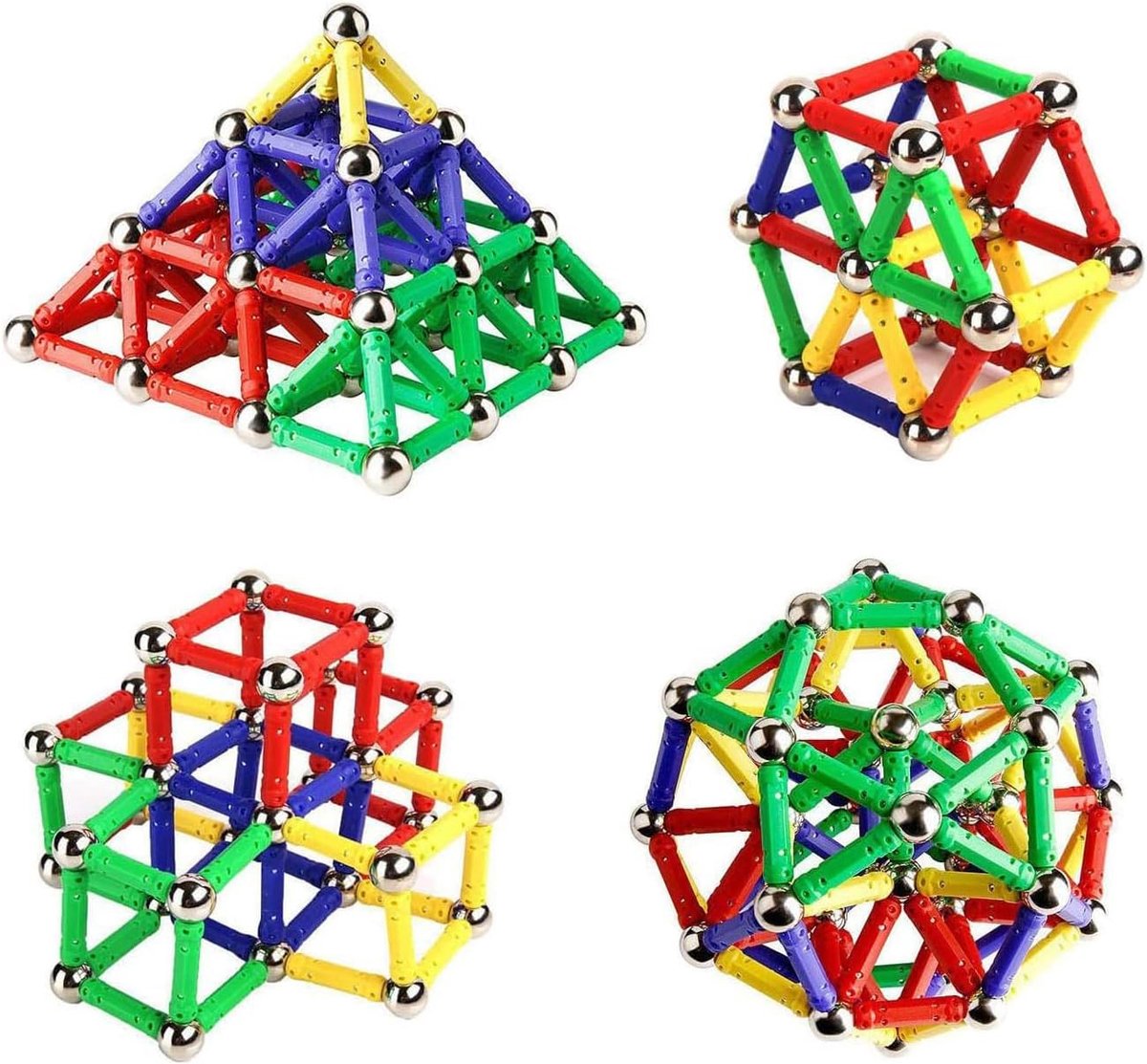 Bouwstenen 144 stuks, Magnetische Stokken Set, Magnetische Bouwspellen Educatief Speelgoed Set Magneetblokken Stokken Educatief Speelgoed voor Kinderen