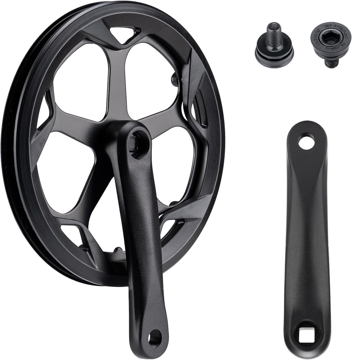 46-52T Crankstel 152-170mm aluminium krukarm, stalen kettingblad & dubbele beschermer voor 1/6/7/8v e-bike, stadsfiets, vouwfiets, fatbike, mountainbike