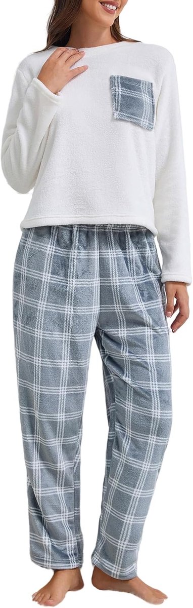 Pyjama Dames Winter Flanel Pyjama Set Warme Nachtkleding Pyjama Set Loungewear Vrijetijdspak Tweedelige Tops en Broek M