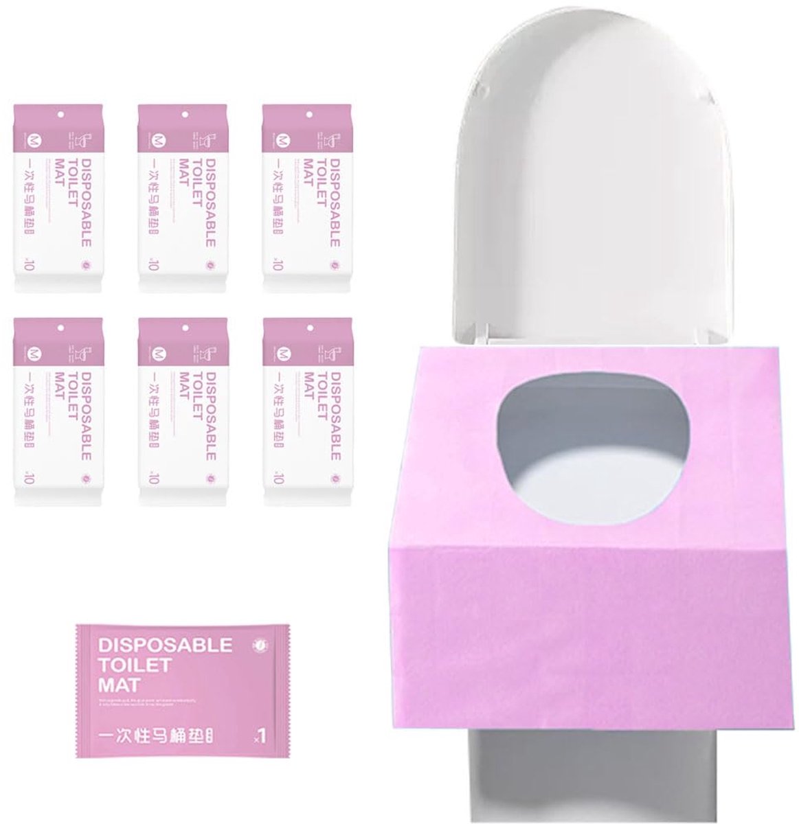 Toiletbrilhoezen, 60 stuks waterdichte toiletpapierpads voor kind, vrouw, man, onafhankelijke verpakking, reis-toiletbrilafdekkingen voor openbaar toilet