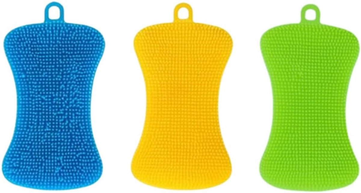 3 multifunctionele reinigingsborstels van siliconen, ideaal voor badkamer en vaatwasser, gemakkelijk te reinigen en niet giftig