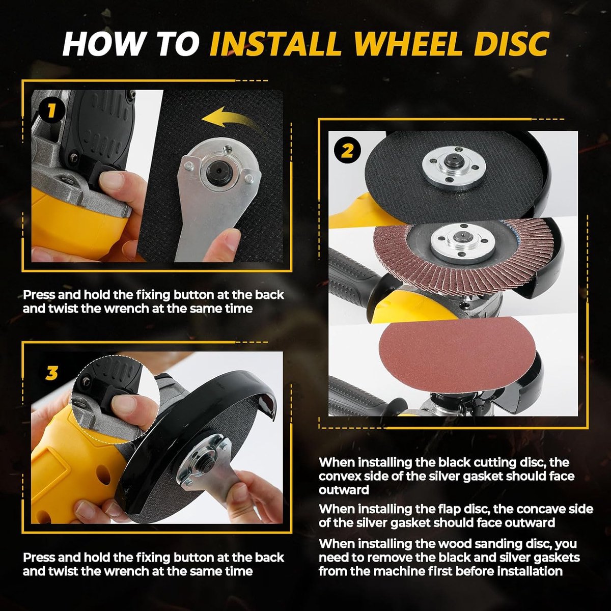 Haakse slijper voor Dewalt 18V/20V accu, 8000RPM borstelloze slijpmachine met 125mm slijpschijven voor snijden, slijpen, polijsten (geen accu) thumbnail 6