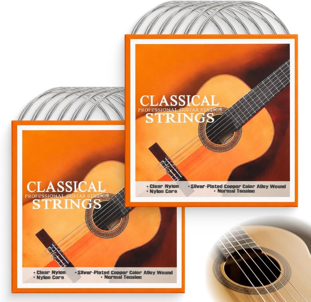 2 sets voor klassieke gitaar, normale spansnaren met warm geluid, duurzame snaren voor beginners en professionals