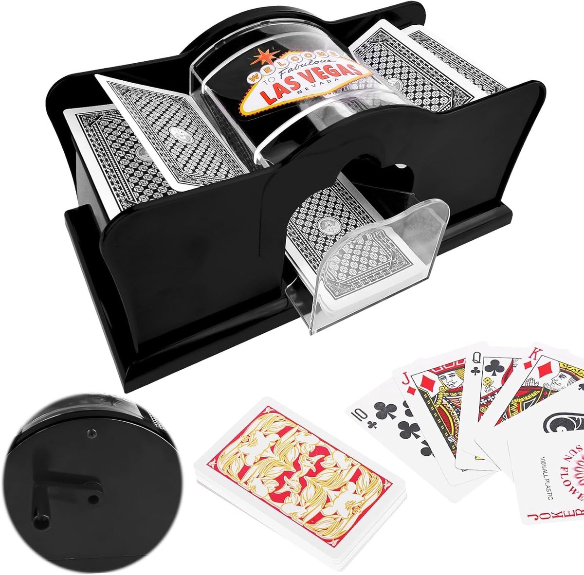 SnelShoppen - Handmatige Kaart Shaker tot 91 mm - Perfecte Shuffle voor Kinderen, Volwassenen en Grootouders, Zwart Plastic, Ideaal voor Spelletjesavo