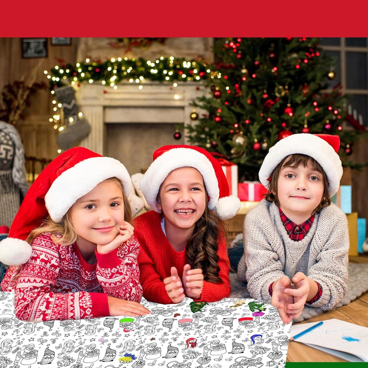 Kerstfeest Tafelkleed Gigantisch 137 x 274 cm - Kleurplaat Tafelkleed - Vrolijke kerstontwerpen - ShopVlot