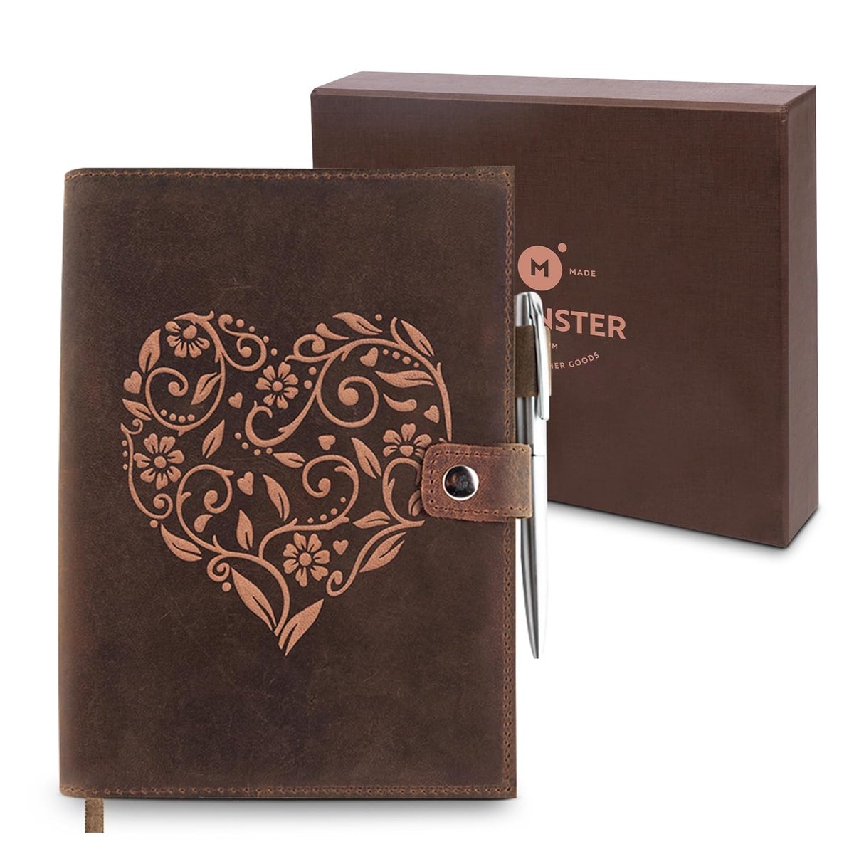 SnelShoppen - Refillable Leather Journal Lined Notebook - Handgemaakt Echt Leer Notitieboek met Penhouder - A5 Milled Papier voor Vrouwen - Perfect vo