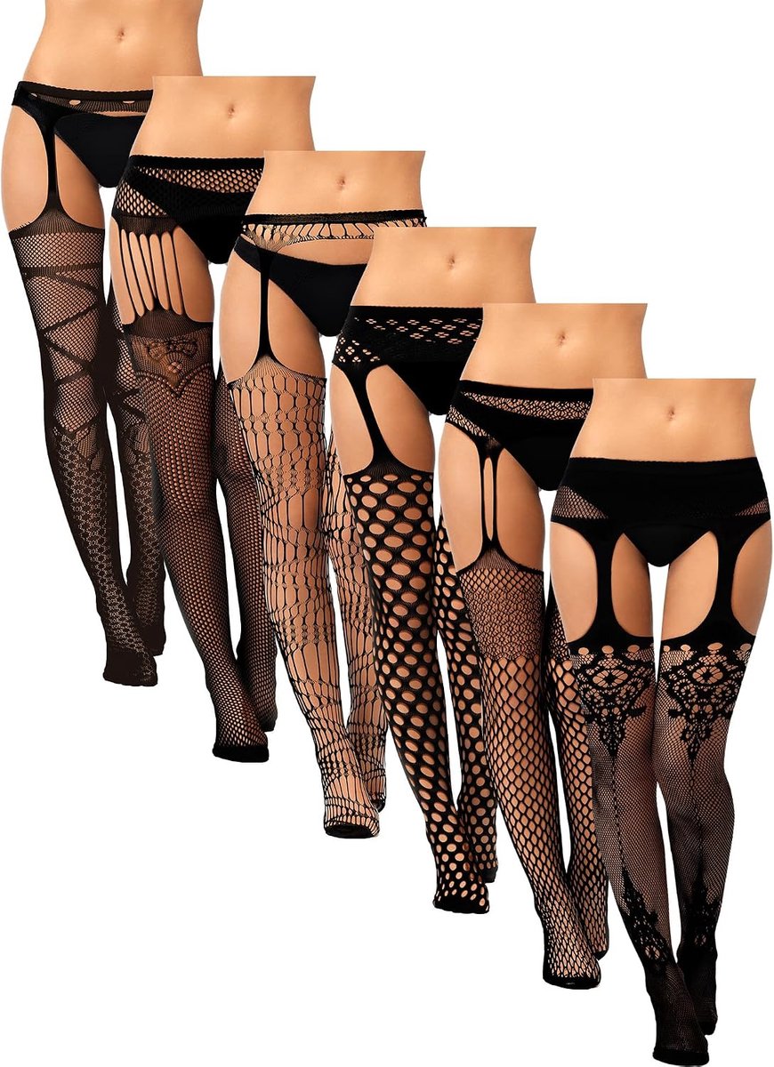 Visnetkousen met Suspender - Zwart - Thigh High - Perfect voor Halloween Kostuums - ShopVlot