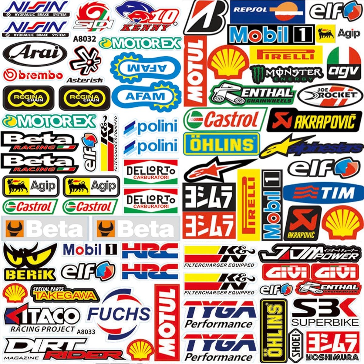 SnelShoppen - 3 Stuks Motorcross Stickers, Bromfietsstickers, Auto Tuning Folieset, Racing MTB Stickers, Geschikt voor Motorfiets, Skateboard, Auto, S