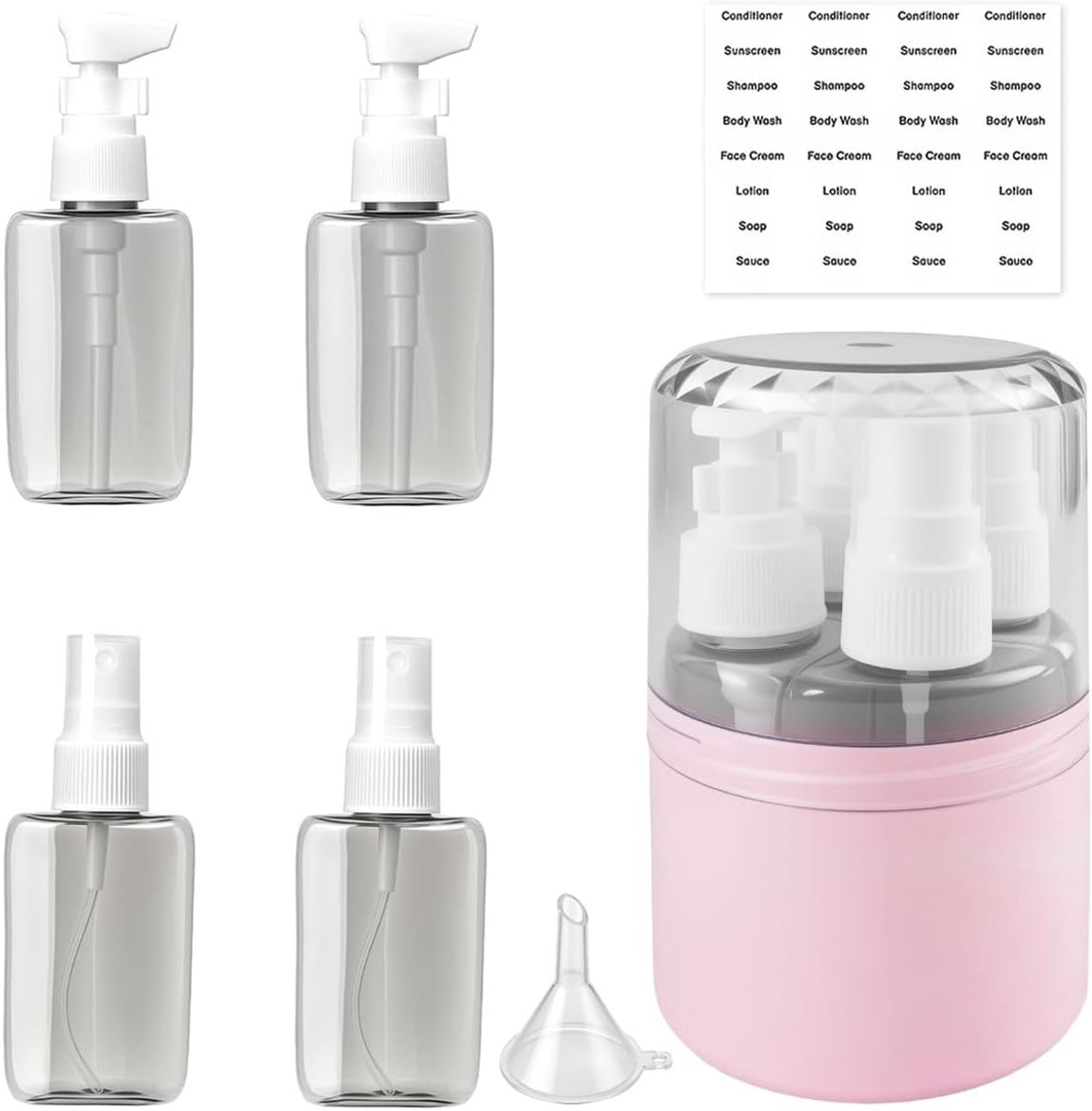 Reisflessen 50 ml - Lekvrije afsluitingen - Compacte set met etiketten - Ideaal voor shampoo onderweg - ShopVlot