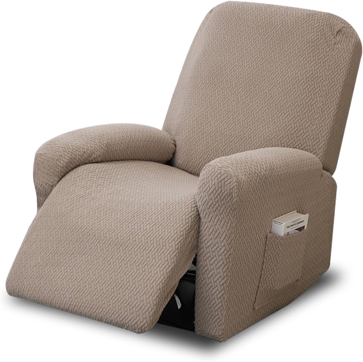 SnelShoppen - 4-delige All-Inclusive Recliner Cover, Stretch Stoel Covers, Verdeeld Design met Zakjes, Elastische Massagestoel Hoes, Grijs-Bruin voor