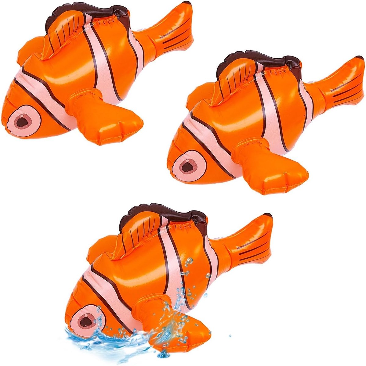 SnelShoppen - 3 Stuks Opblaasbare Clownvis - Kleurrijk, Kindvriendelijk, Duurzaam en Veilig voor Zwembad, Strand, Feest en Zomerplezier