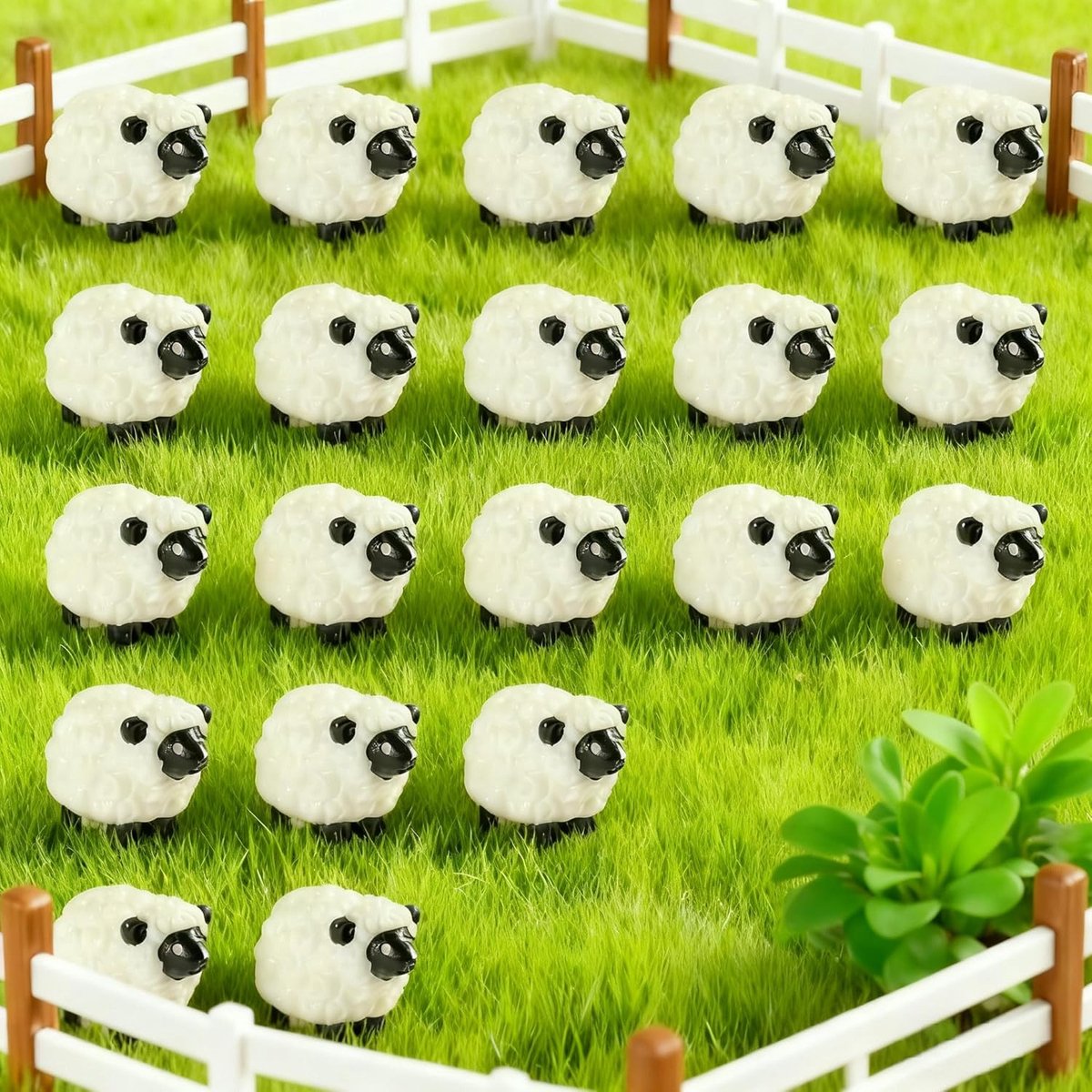 Mini schapenfiguren 20pcs - schattige decoratieve schapen - waterdichte hars - ideaal voor tuin en diy projecten - ShopVlot