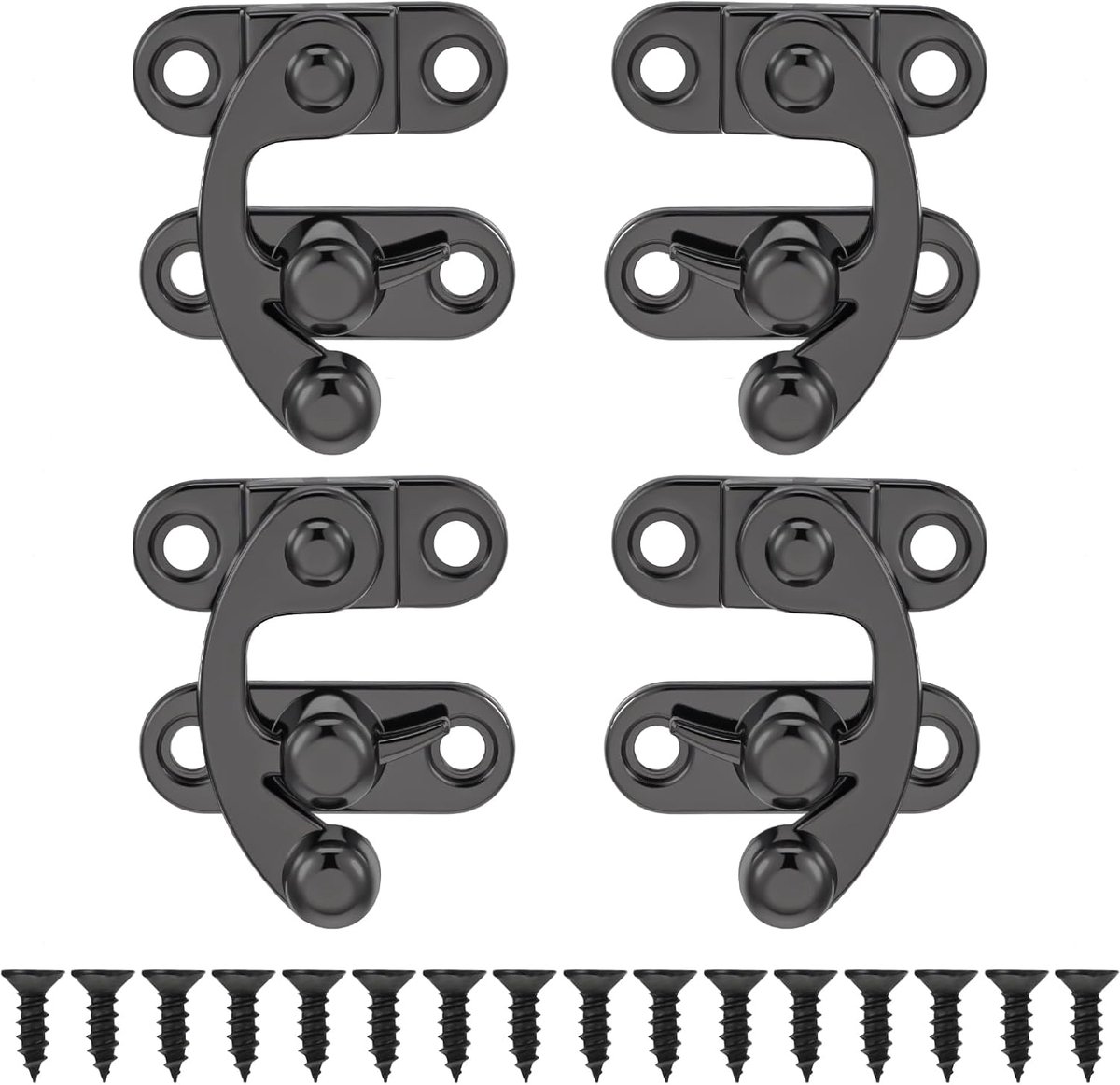 Kleine grendel 4-pack - antieke haakbeugel - zwart metalen grendel - ideaal voor boxen en projecten - ShopVlot