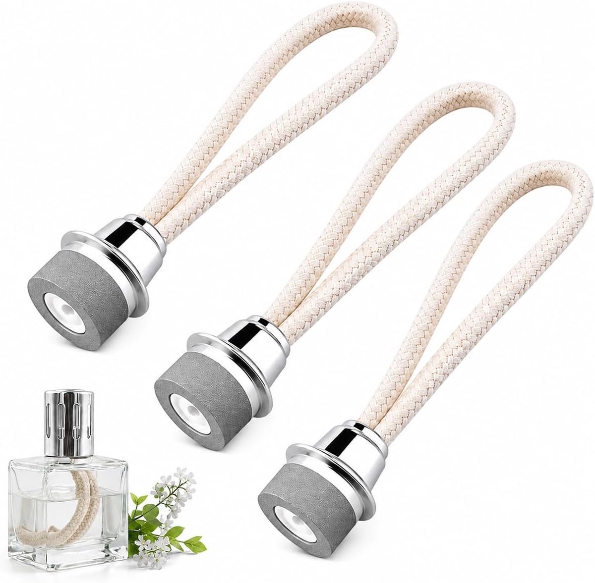 SnelShoppen - Pack van 3 Geuroliën Lamp Wicks 16 cm met Katalytische Brander, Vervangingsset voor Aromatherapie en Luchtzuivering, Diameter 13 mm, Ide