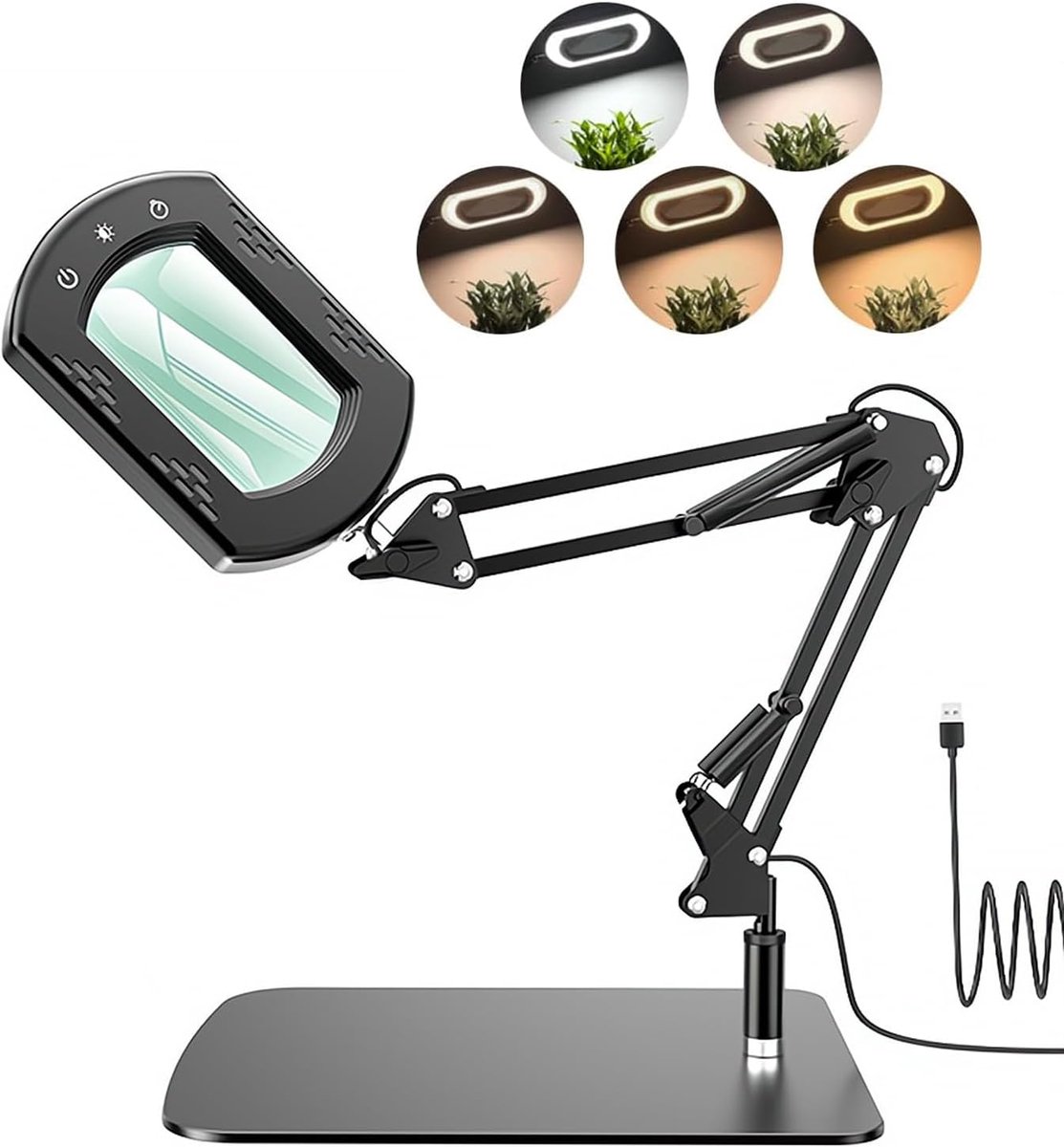 SnelShoppen - Vergrootglas met Licht 15X - Dimbaar en Handfree - 5 Kleurmodi - Geschikt voor Senioren en Low Vision - Ideaal voor Lezen, Munten, Postz
