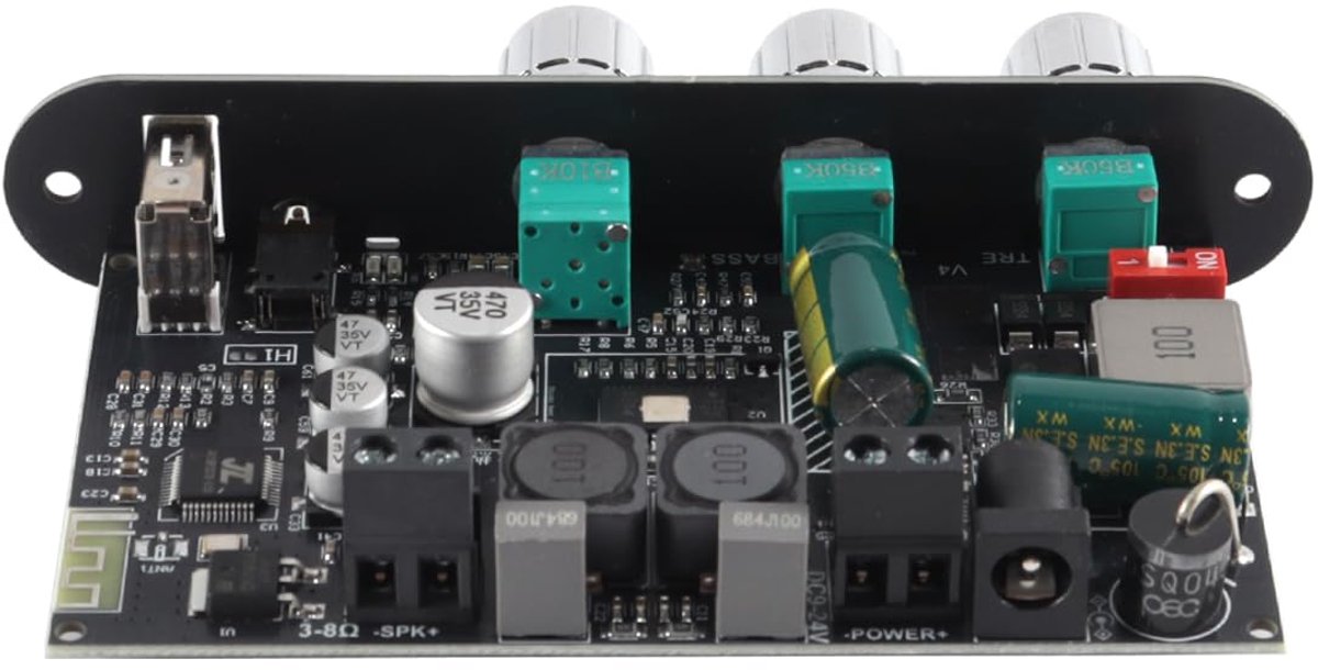 SnelShoppen - 100W Mono Versterker PCB met TWS Bluetooth 5.0, USB en AUX voor 9-24V Voertuigen - Ideaal voor Feesten, Campings en Buitengebruik