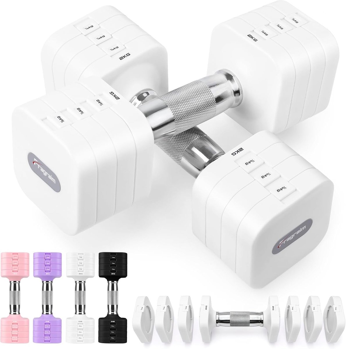 SnelShoppen - 4-in-1 Verstelbaar Dumbbell Set 2 kg 3 kg 4 kg 5 kg, Handgewichten voor Thuis, Fitness, Krachttraining, Voor Mannen en Vrouwen
