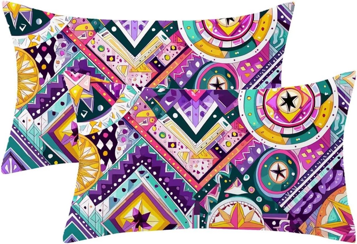 Buitenkussens, Indiase kussenslopen 60 x 80 cm, rechthoekige kussenslopen van 2 stuks, 61 x 76 cm, fluwelen kussenslopen voor tuinmeubilair buitendecoratie, geschenken voor vrouwen