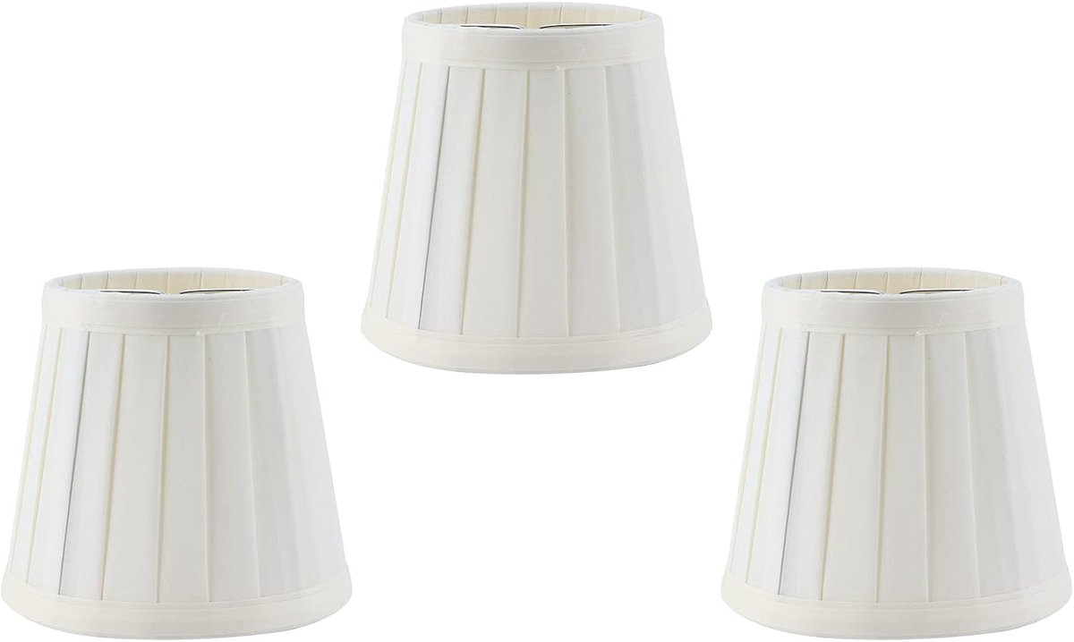 3 STKS E14 Clip Op Lampenkap, Ivoor Geplooide Lampenkap Vervanging Lampenkap Kroonluchter Stof Voor Hotel KTV Decor