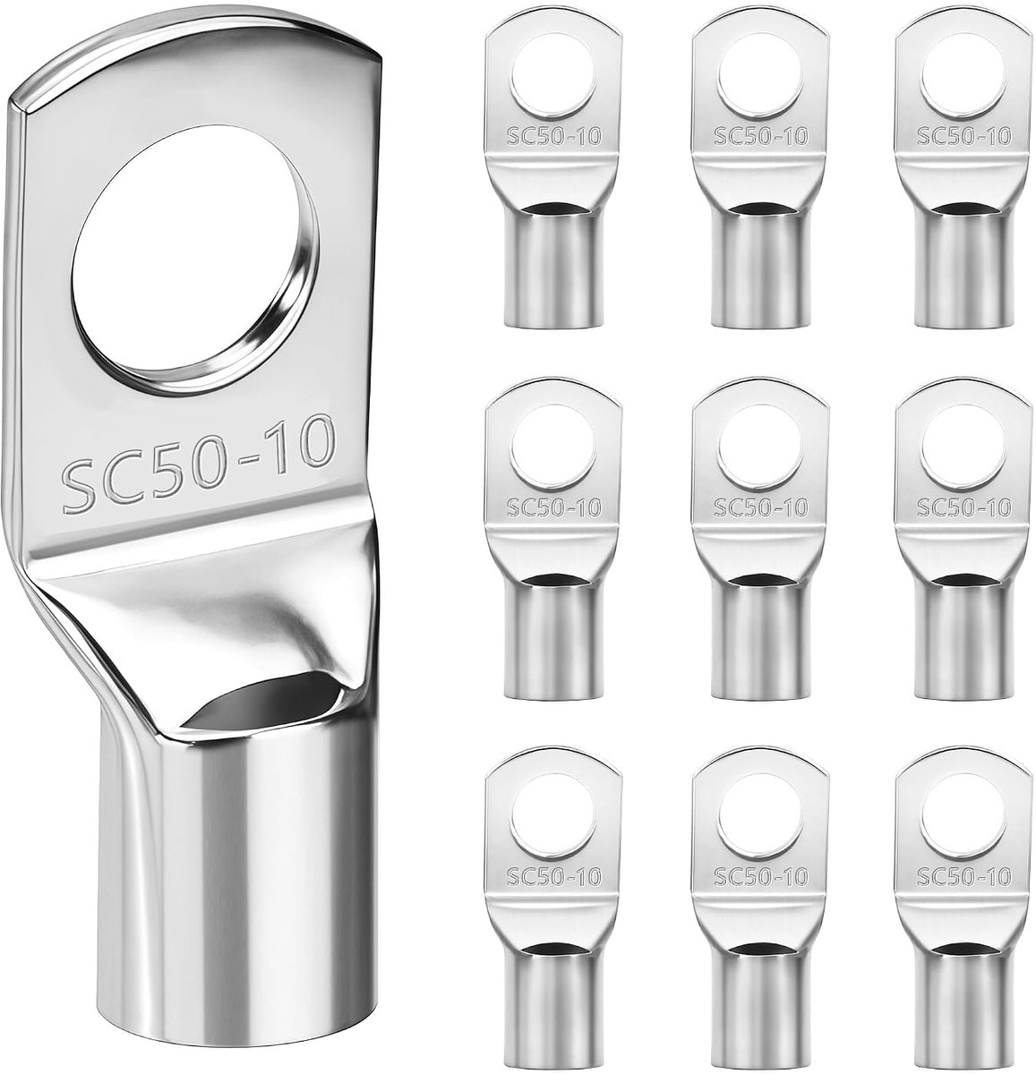 10 stuks vertinde koperen klemmen, 50 mm², M10 SC50-10, ringbuizen
