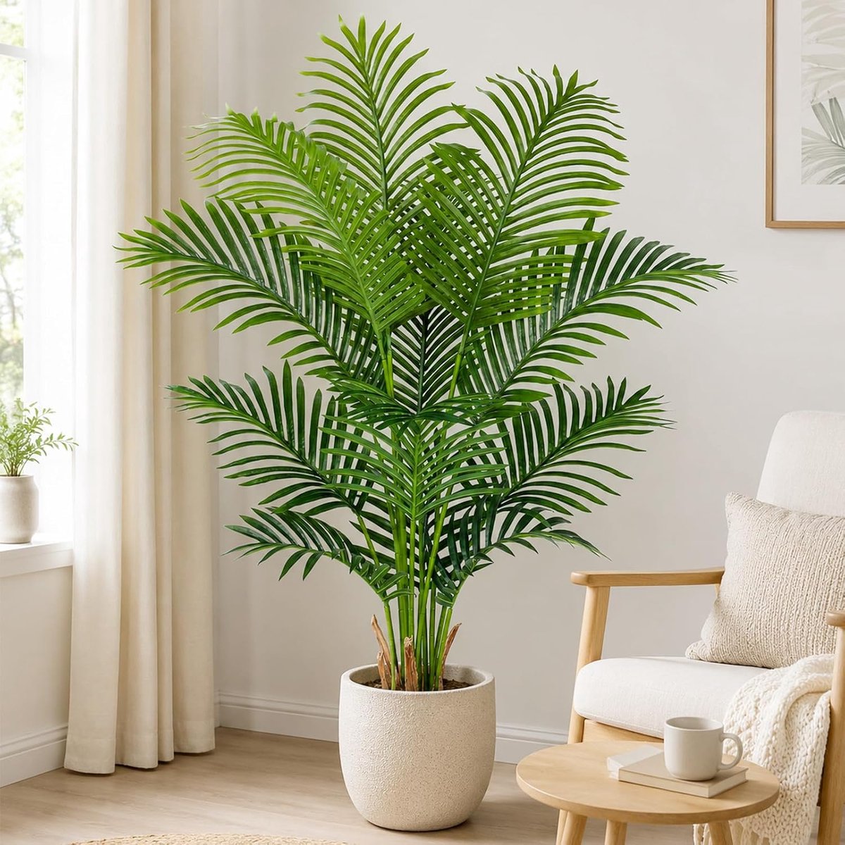 Kunstplanten, groot, 120 cm, kunstplant in pot, kunststof, kunstpalm, ziet eruit als echte nepplanten, decoratie voor woonkamer, balkon, slaapkamer, kantoor, perfect housewarmingscadeau (1