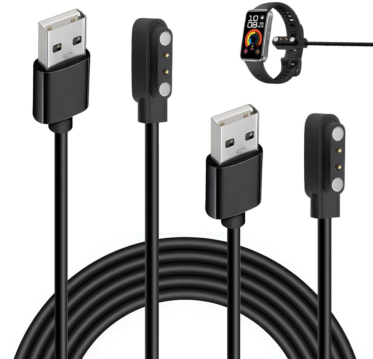 2 stuks universele smartwatch-oplaadkabel, magnetisch, 2,84 mm
