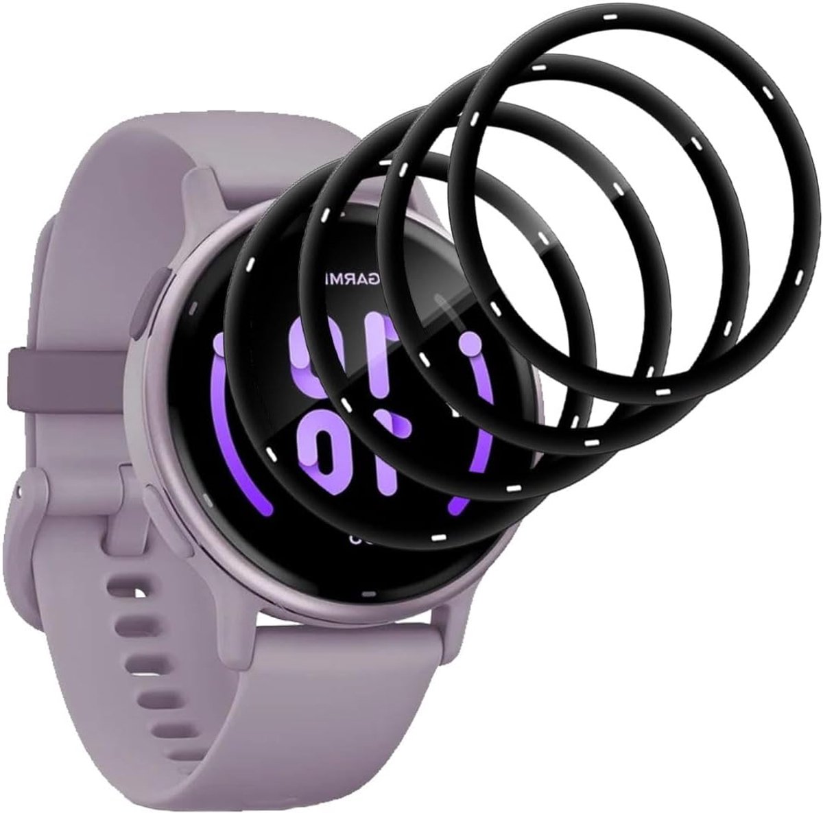 Beschermfolie voor Garmin Vivoactive 5 pantserglas [4 stuks], HD transparant/anti-kras pantserfolie, 3D gebogen PMMA composiet displaybeschermfolie voor Garmin Vivoactive 5