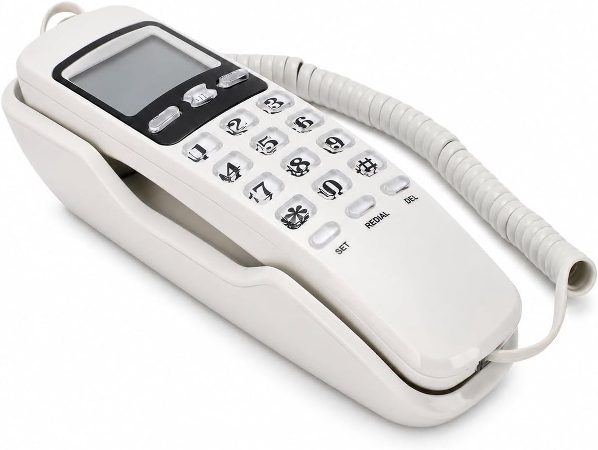 Vaste Telefoons voor Thuis, Slanke Telefoon die aan de Muur Kan Worden Gemonteerd Basissnoertelefoon Geen Wisselstroom Vereist, Vaste Huistelefoon met DTMF-ondersteuning v (Wit (Engelse