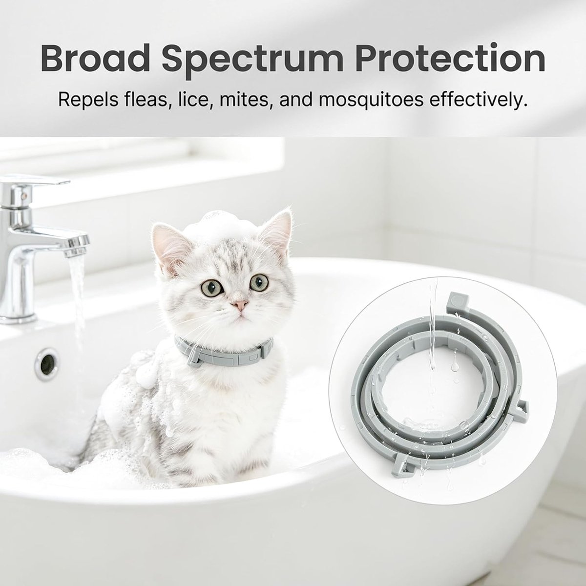 Bescherming voor katten, vacht, verzorging, 2 stuks, 38 cm, verstelbaar, waterdicht, duurzaam, 8 maanden, natuurlijke barrière, welzijn, zacht materiaal, veiligheid, verstelbaar, katten