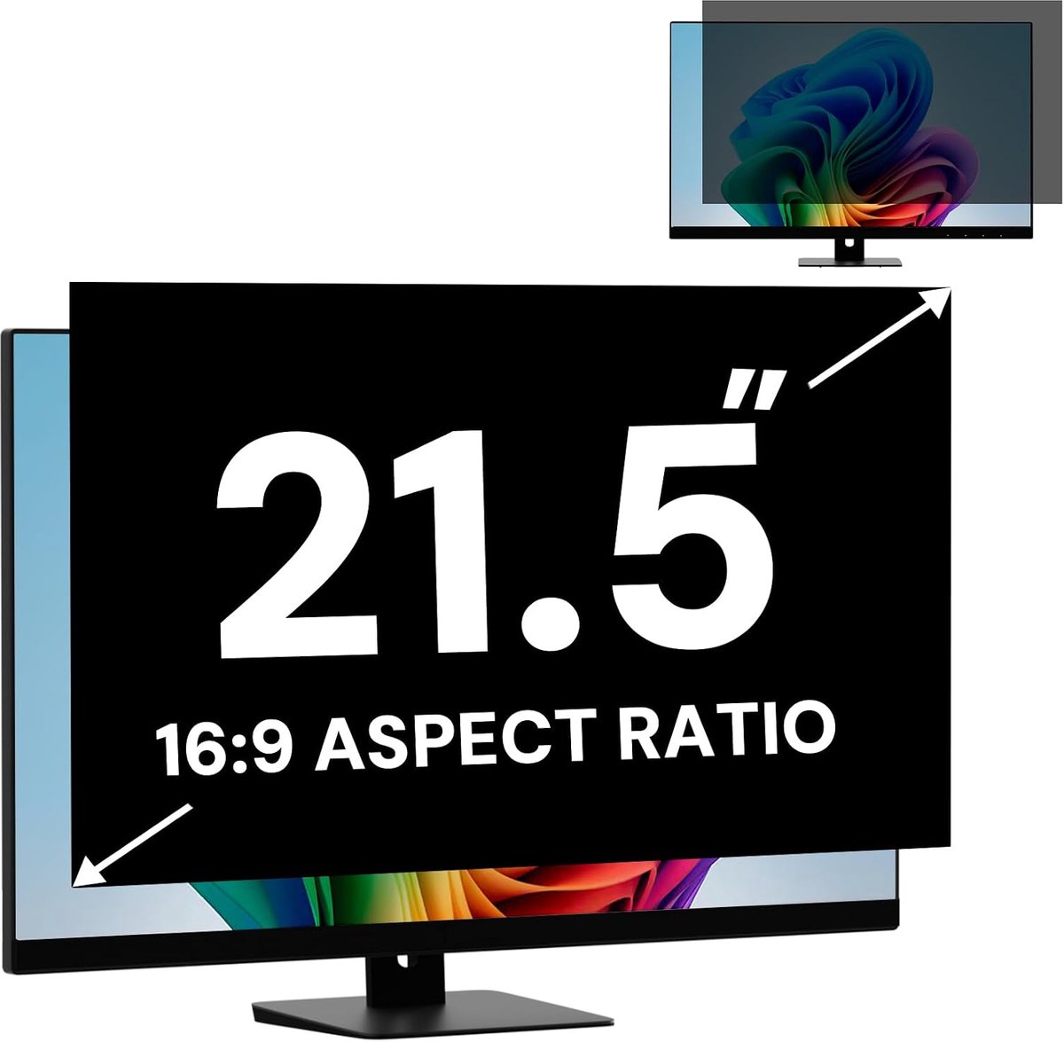 21,5 Inch 16:9 Computer Privacyfilter, Monitor Privacyscherm en Anti-Verblinding Beschermfolie, Afneembare 21,5 Inch Inkijkbescherming en Krasbestendige Beschermfolie