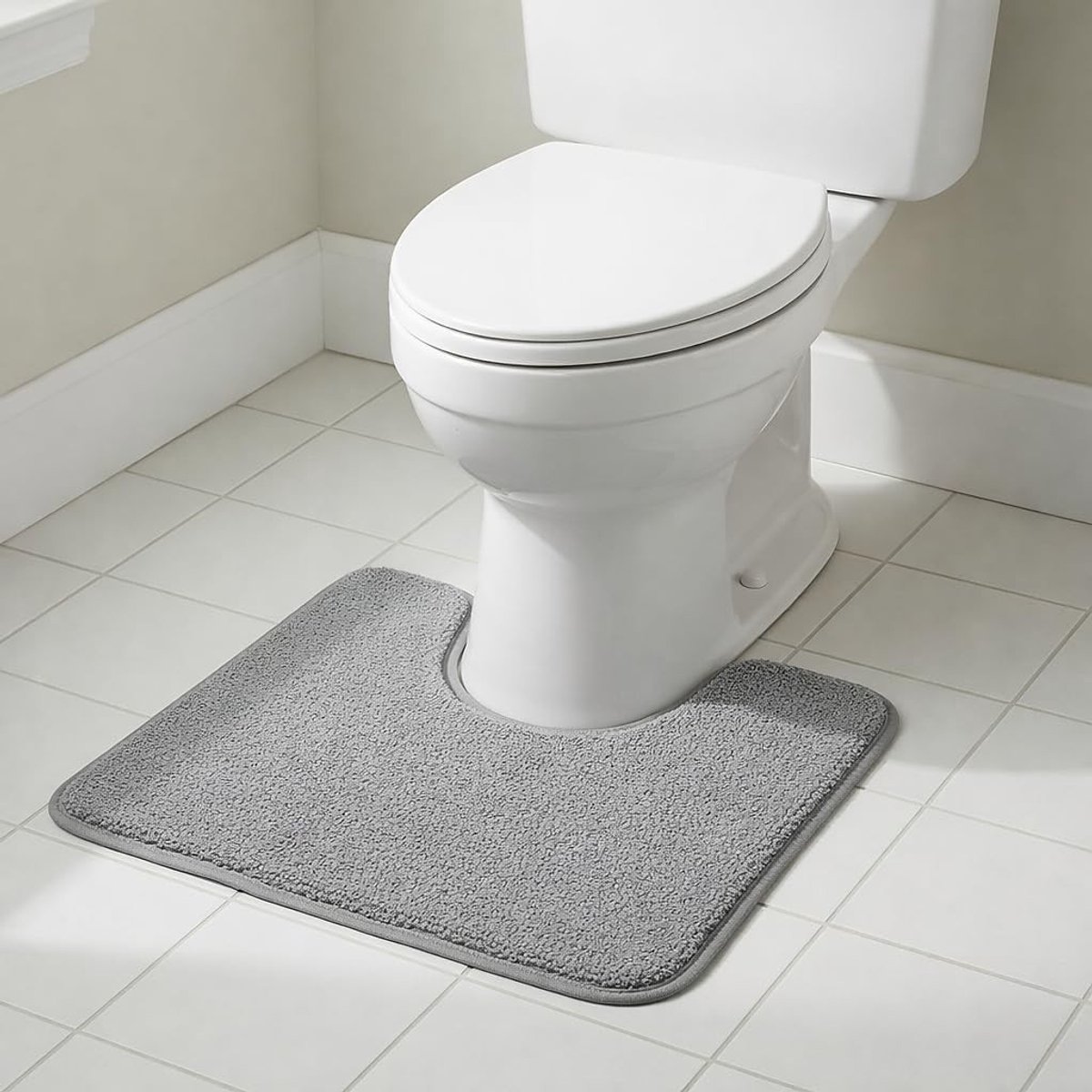Toiletmat met uitsparing 40x50 cm, antislip, hoge absorptie, grijs, badkameraccessoires, vloerkleed, hygiëne